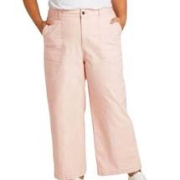 Universal Thread Denim - Women's High-Rise Wide Leg Cropped Jeans Pink